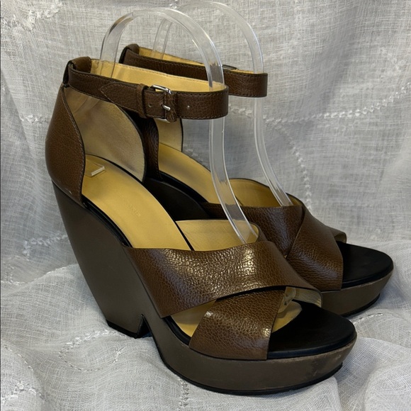 Balenciaga Elegant Brown Wedge Sandals w/box